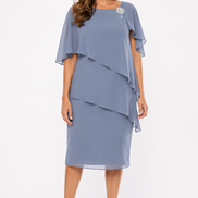 Chiffon Short Layered Dress with Diamante Trim 714