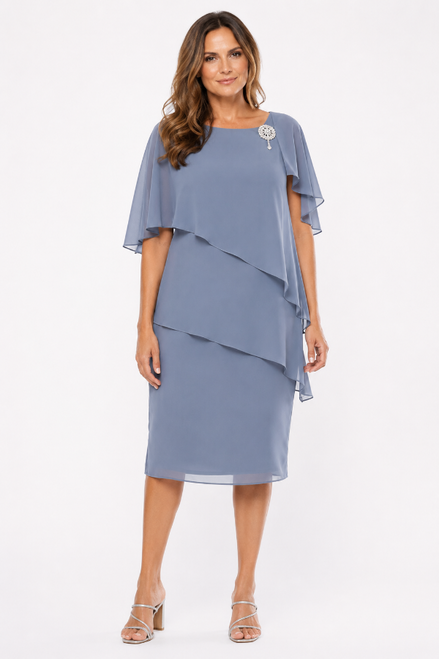 Chiffon Short Layered Dress with Diamante Trim 714