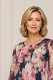 Floral Knee Length Dress with Batwing Sleeve 1571