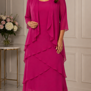 Chiffon Tier Layered Dress with Jacket 498
