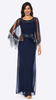 Full Length Gown with Chiffon Overlay and Beaded Trim 405