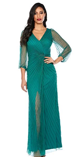 Long Sequin Wrap Dress with Peasant Sleeve - SALE