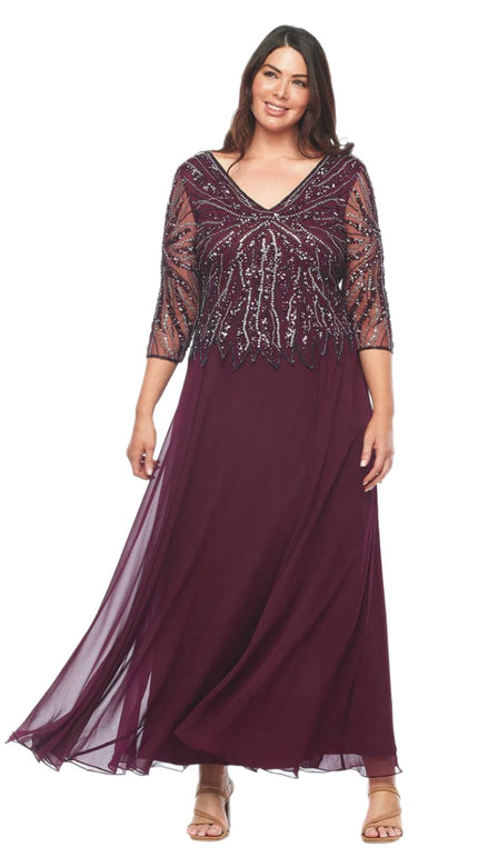 Beaded Georgette Dress with Long Chiffon Skirt - SALE