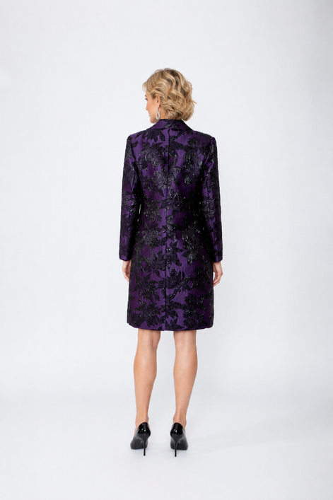 Metallic Embossed Knee Length Jacket 874