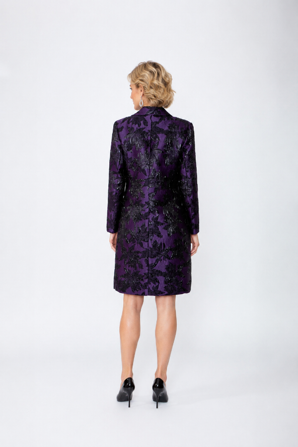 Metallic Embossed Knee Length Jacket 874