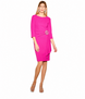 3/4 Sleeved Crepe Dress with Brooch 724