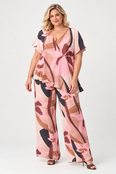 Floral Recycled Satin Asymmetrical Top 868