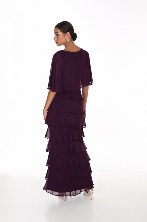 Long Tiered Chiffon Dress 856