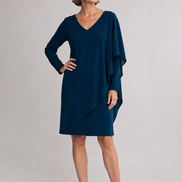 Knee-length Shift Dress With Draped V-neck 1546