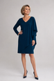 Knee-length Shift Dress With Draped V-neck 1546
