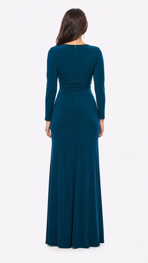 Long Stretch Jersey Dress with Diamante Trim 613