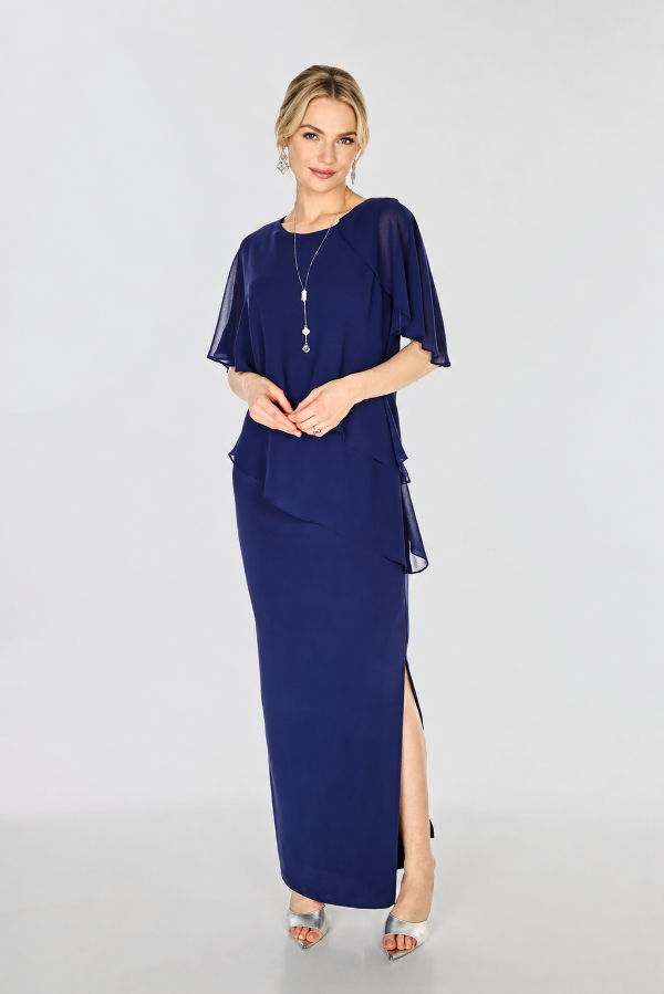 Elegant Layered Chiffon Evening Gown 857