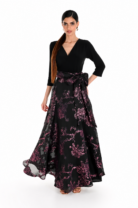 Woven Floral Embroidered Long Dress 674
