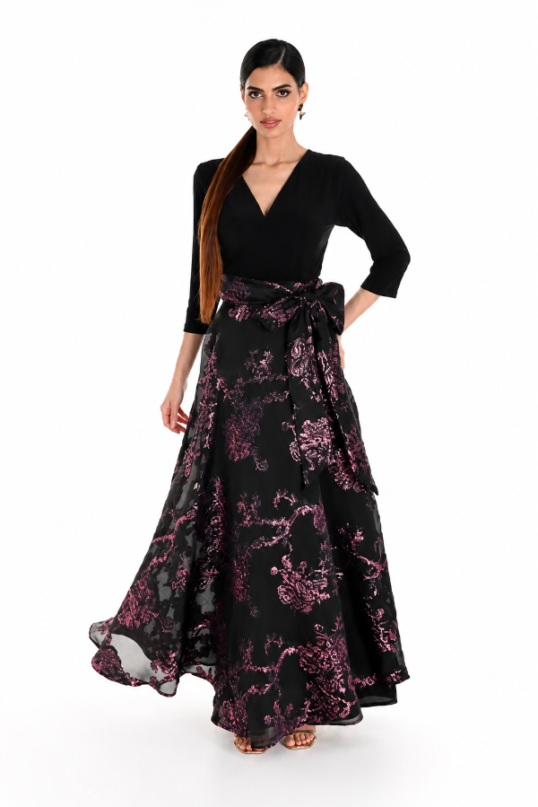 Woven Floral Embroidered Long Dress 674