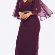 Long Stretch Jersey Dress with Diamante Trim - SALE 380