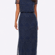 Beaded Stretch Tulle Blouson Dress 400