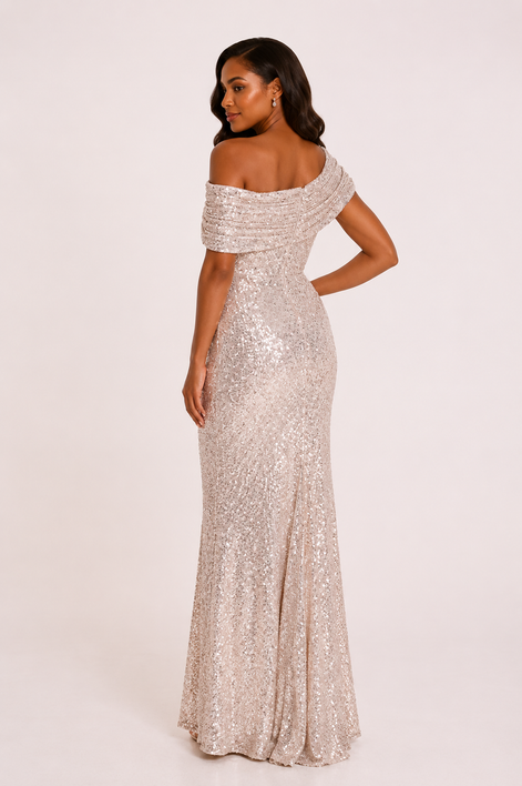 Sequinned Long Knit Dress 779