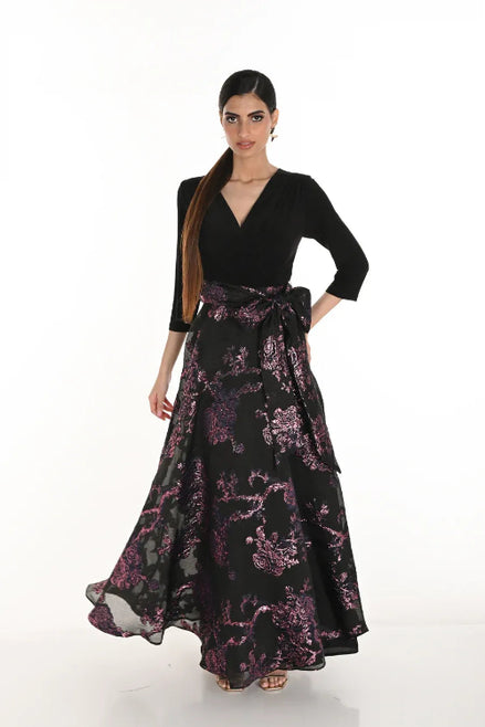 Woven Floral Embroidered Long Dress