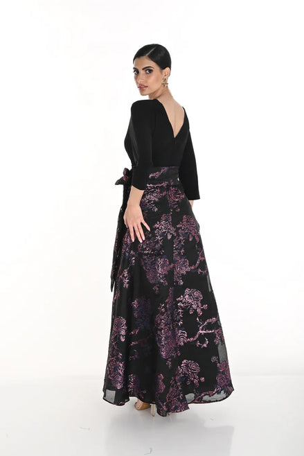 Woven Floral Embroidered Long Dress