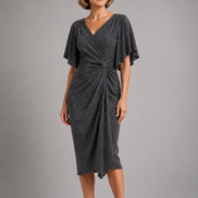 Lurex Shimmer Dress with Flutter Sleeves 1536