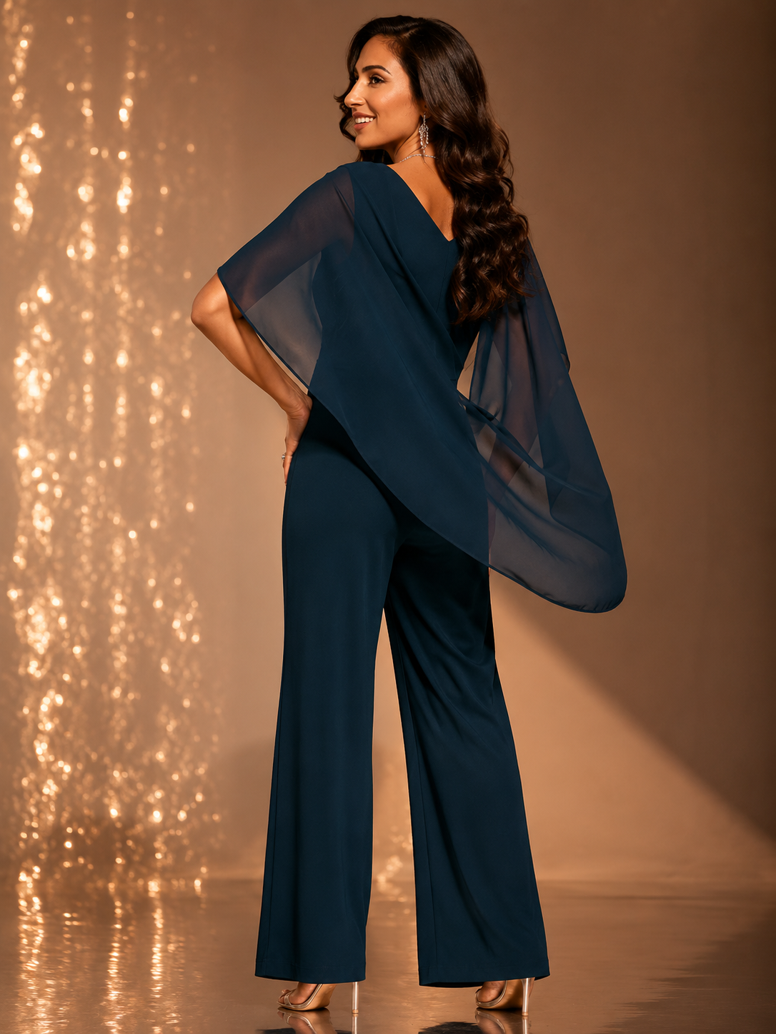 Jumpsuit with Flutter Sleeve and Diamante Button Detail 92