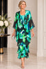 Floral Layered Chiffon Dress And Jacket Set 873