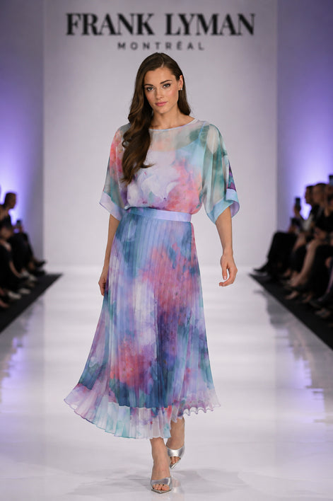 Chiffon Blouse And Matching Skirt Set 818