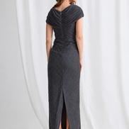 Embellished Long Dress with Cross Over Neckline and Caped Sleeve 832