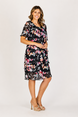Printed Layered Chiffon Dress with Short Sleeves 737