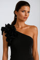 One Shoulder Long Stretch Crepe Gown 670