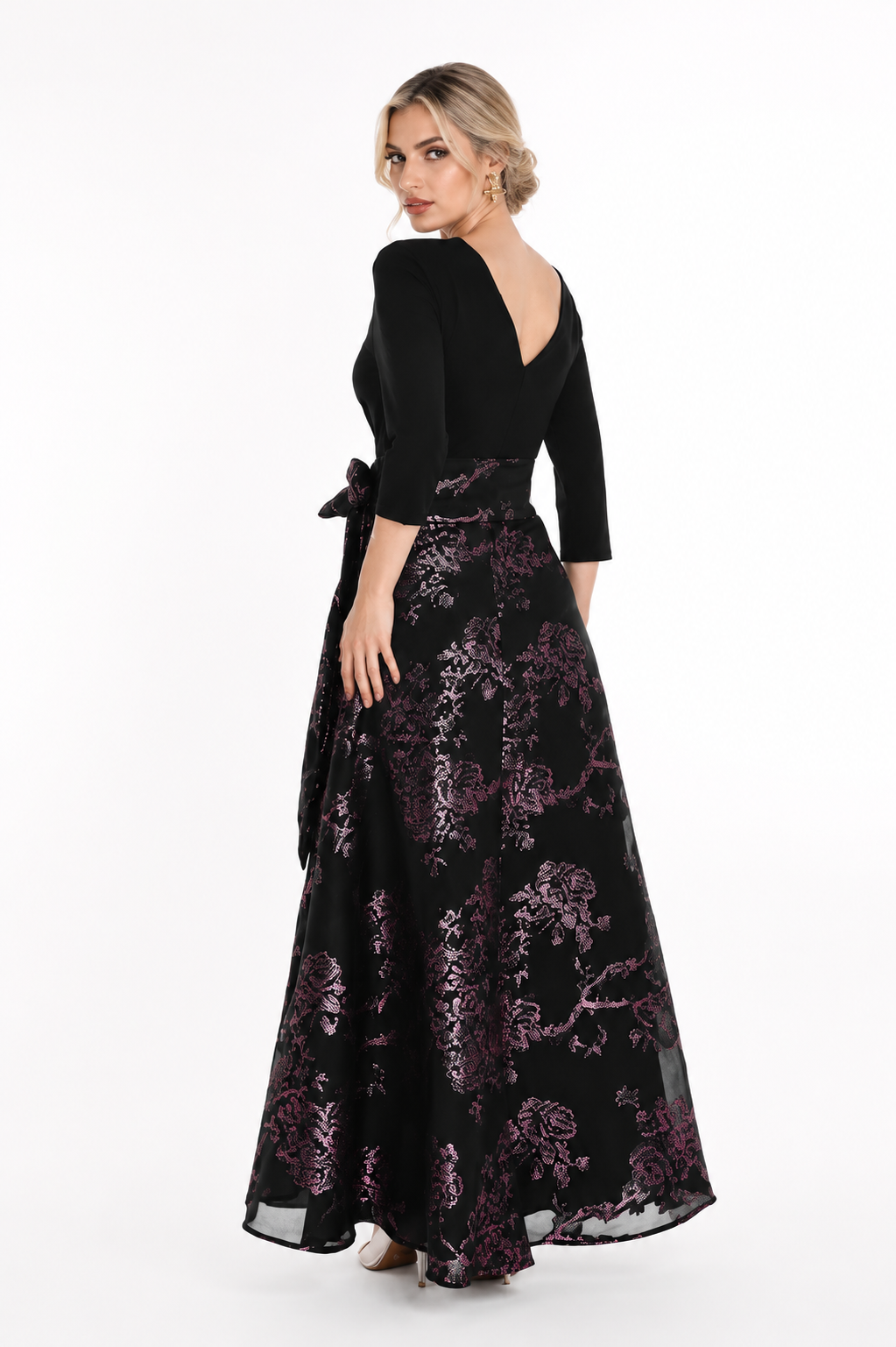 Woven Floral Embroidered Long Dress 674