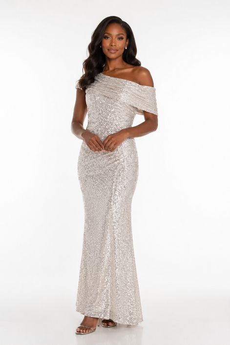 Sequinned Long Knit Dress 779