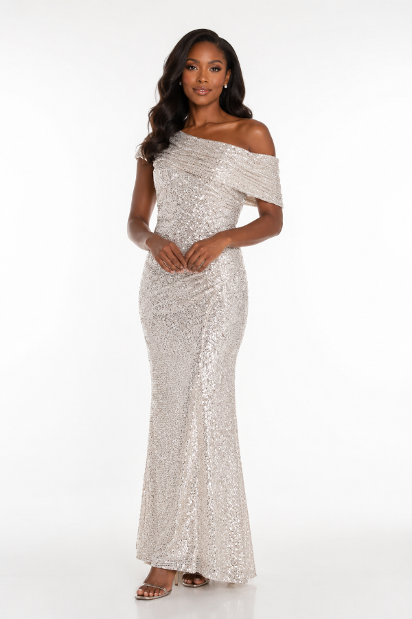 Sequinned Long Knit Dress 779
