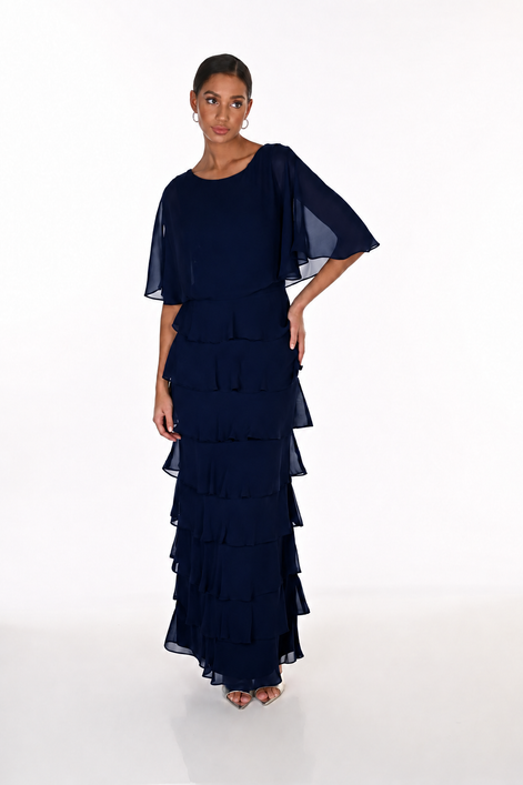 Long Tiered Chiffon Dress 856