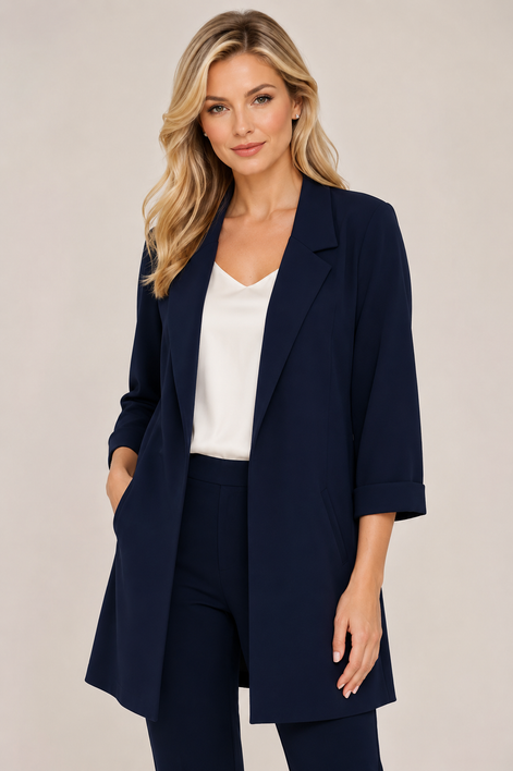 Long-line Open Blazer Jacket 823
