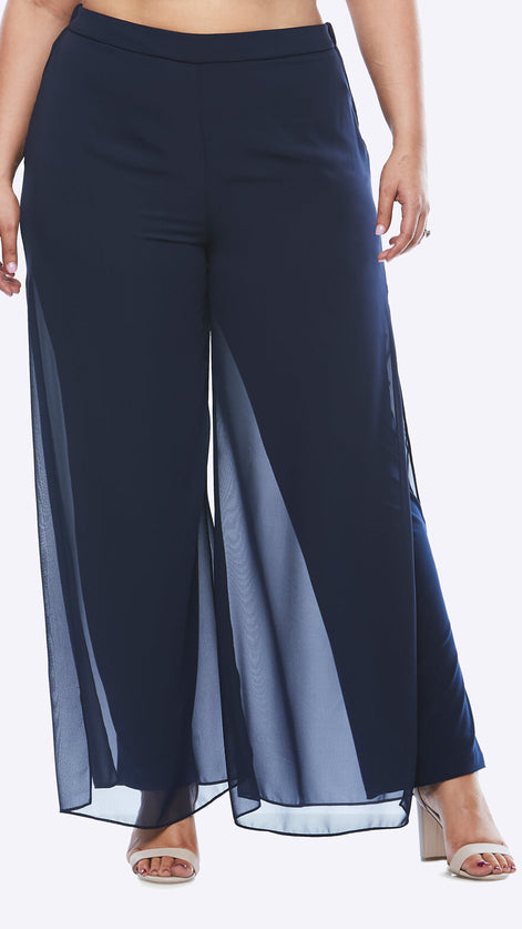 Wide Leg Chiffon Overlay Pant