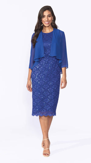 Stretch Sequin Dress with Chiffon Jacket