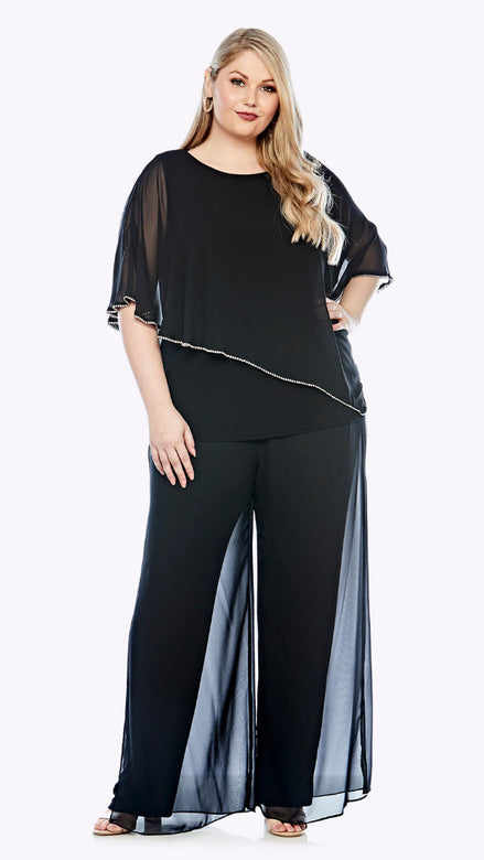 Wide Leg Chiffon Overlay Pant