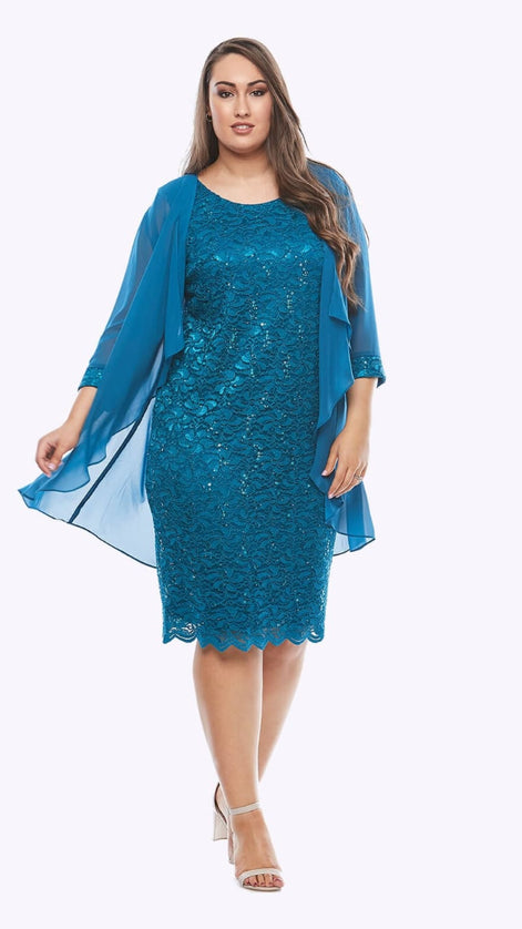 Embroidered Lace Dress and Jacket Set