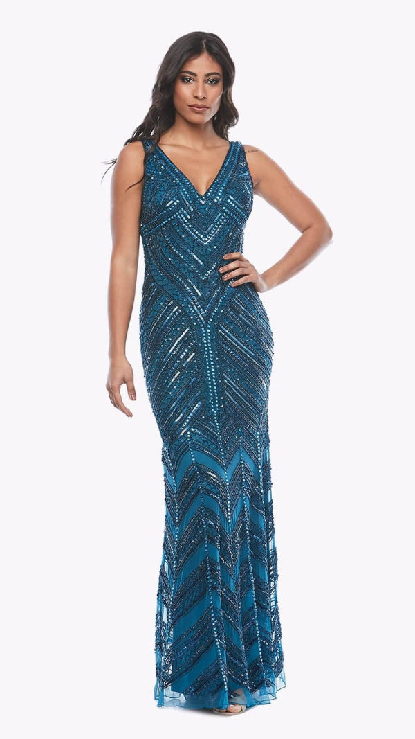 Floor Length Beaded Gown with Fishtail Skirt 268