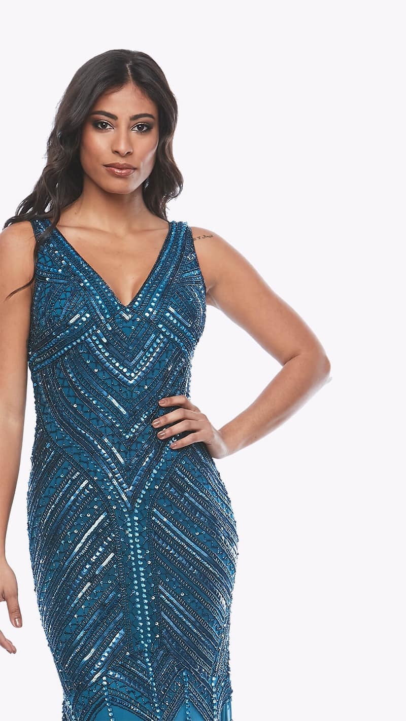 Floor Length Beaded Gown with Fishtail Skirt 268