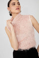Fluffy Sleeveless Hip Length Pullover Top 676