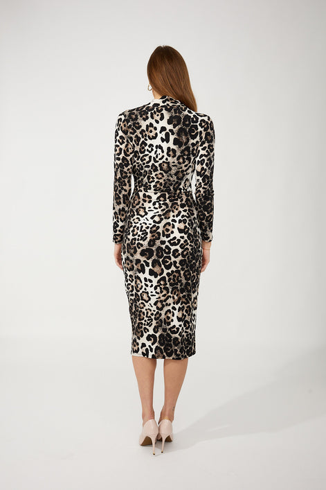 Animal Print Wrap Dress