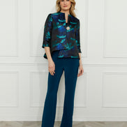 Floral Hip Length A-Line Button Jacket 614