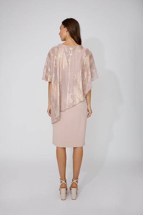 Bodycon Dress with Abstract Printed Overlay  795