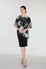 Knee-length Sheath Dress With Floral Chiffon Overlay 865