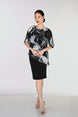 Knee-length Sheath Dress With Floral Chiffon Overlay 865