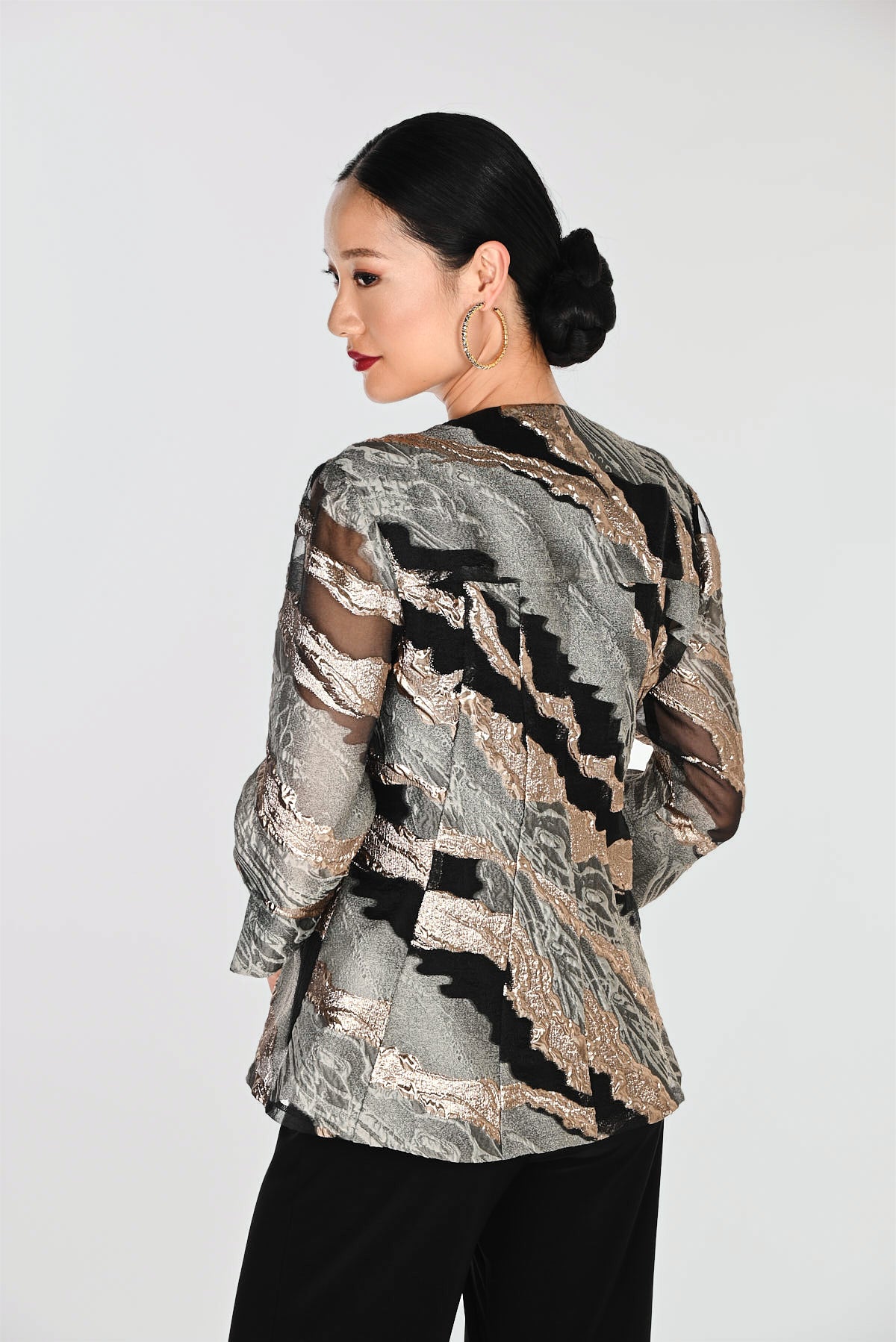 Elegant Formal Metallic Print Jacket 851