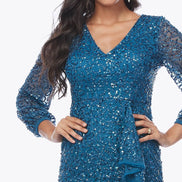 Beaded Peasant Sleeve Cocktail Dress 1495