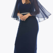 Long Stretch Jersey Dress with Diamante Trim - SALE 380